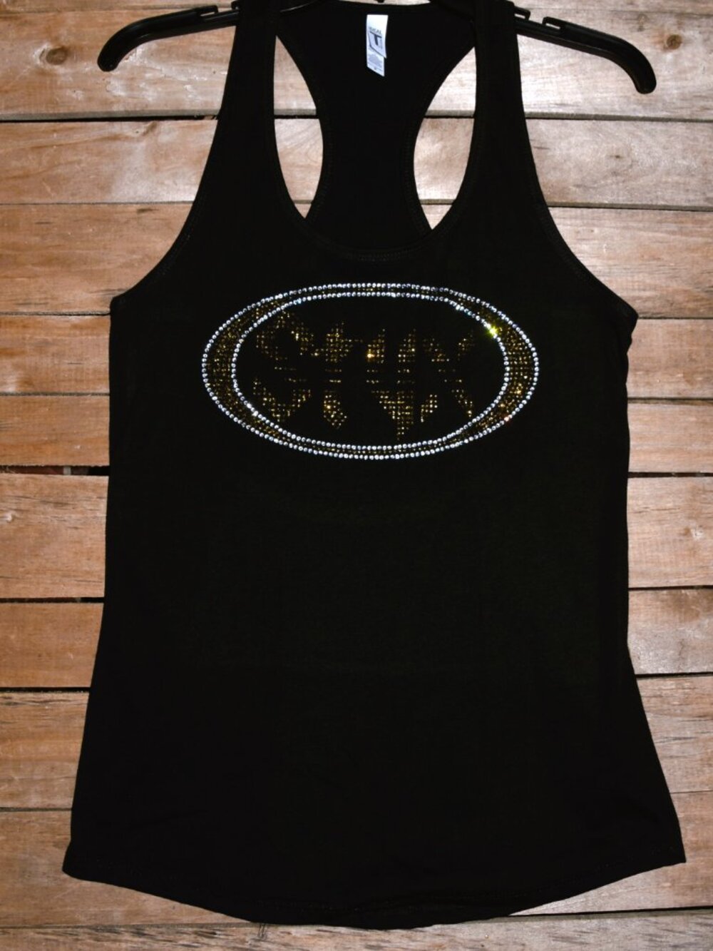 Styx  black rhinestone bling racer back tank top XS, S, M, L, XL, XXL